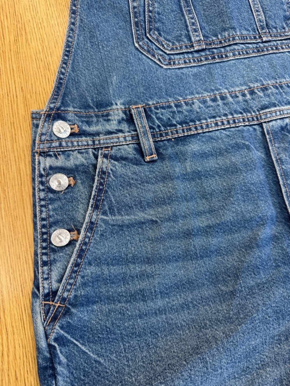 American Eagle Outfitters Blue Denim Short Overalls Size M Cottagecore - Picture 4 of 6